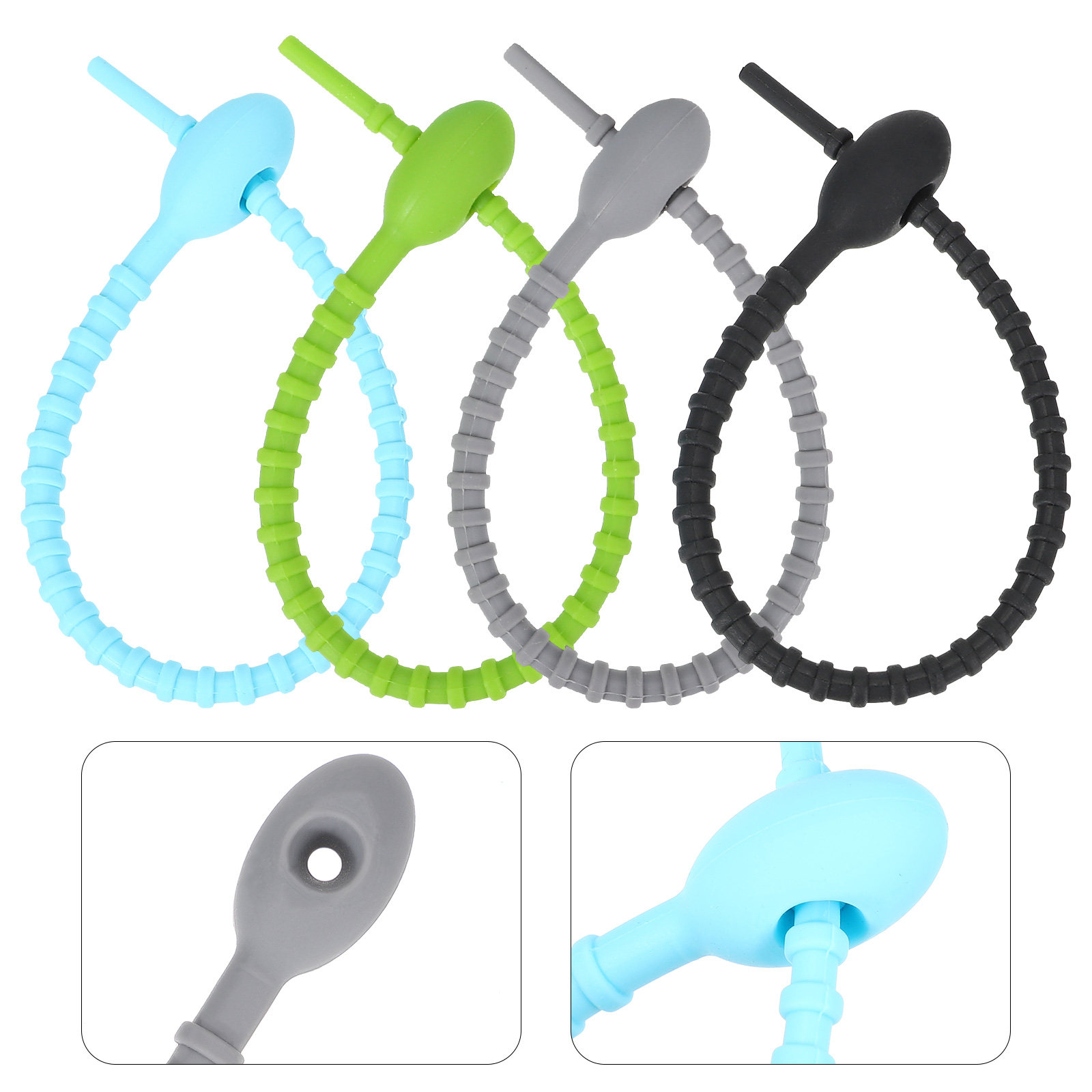 8Pcs Food Grade Silicone Food  - Cable Lock Flexible บทวิจารณ์และราคา
